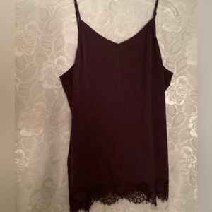 Dark Brown Camisole. Size XL. Trimmed with brown lace. Sonoma.